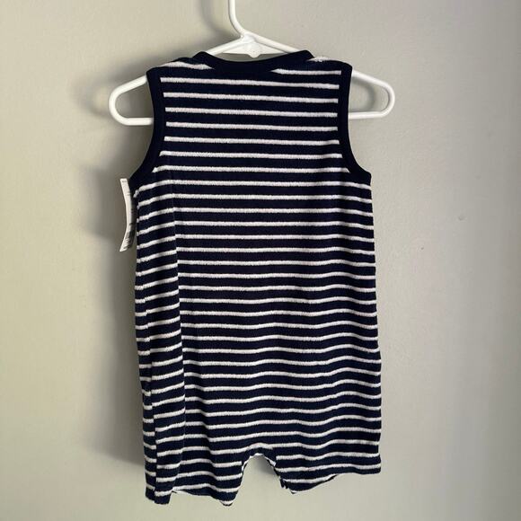 NWT Carter’s Baby Boy size 18 Month French Terry Striped Nautical Blue Romper - Picture 5 of 5
